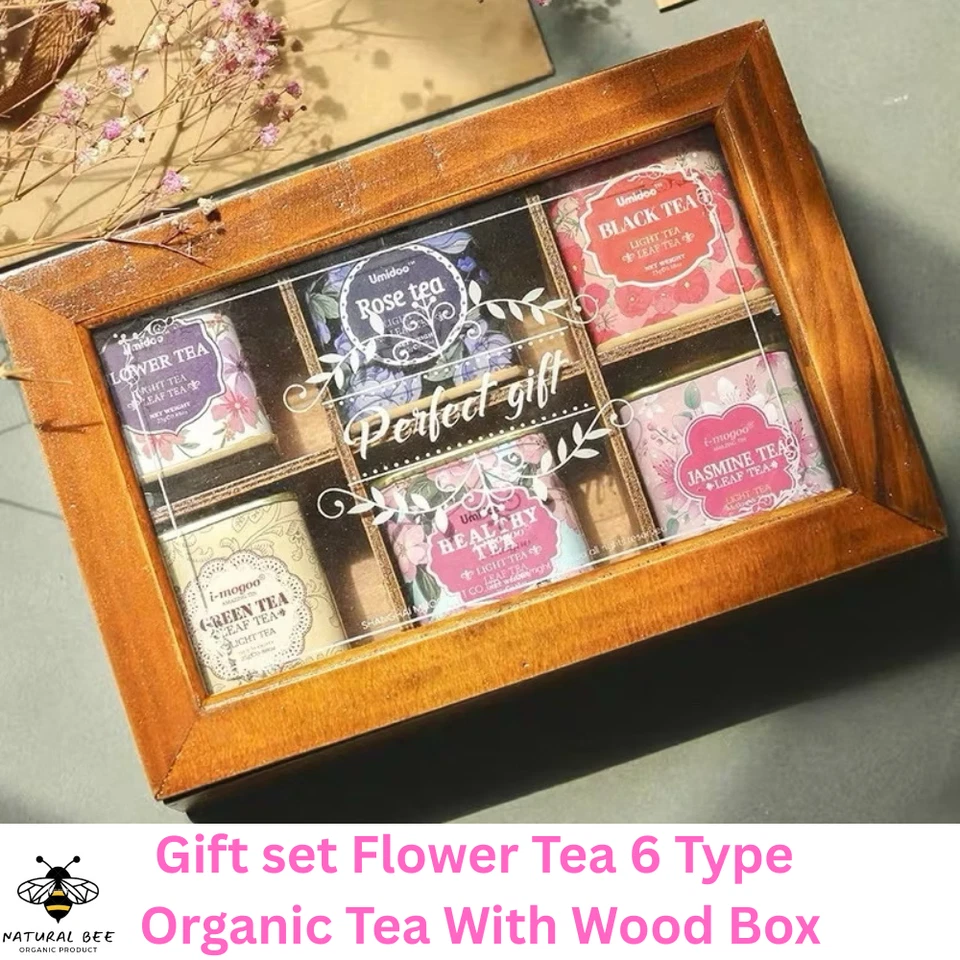 Juego de regalo de té de flores 6 tipos | Rosa jazmín oolong azufaifo crisantemo Roselle Foto 1 de 4