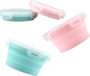 2 Piezas Cuencos Plegables para Perros Silicona Comida Agua Viaje con Tapas Portátil - Imagen 1 de 3