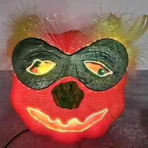 Fiber Optic Jack O Latern Masquerade Ball Mask Stem Nose 9" Pumkin In Costume - Picture 1 of 8