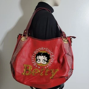 Y2K BETTY BOOP Rhinestone Shoulder Bag Tote Red Cartoon - Picture 1 of 15
