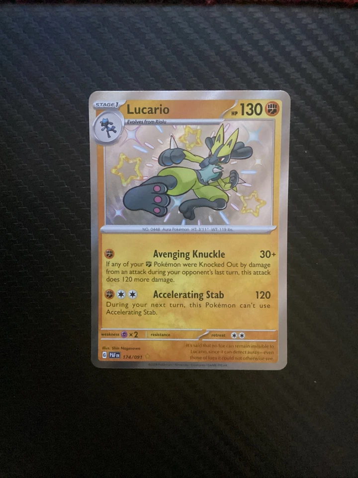 Lucario 174/091 - Paldean Fates - JCC Pokémon - Holo Brillante Raro Casi Nuevo Foto 1 de 1