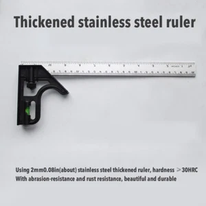 Combination Square - Seafly Set Square Stainless Steel Ruler 12-Inch/300mm Right - Picture 1 of 9