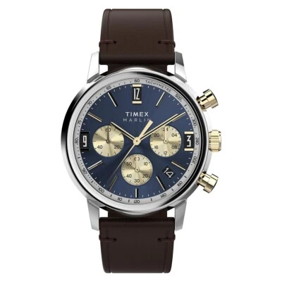 Timex Marlin Chronograph 40mm Stainless Steel Case Leather Strap Watch TW2W60400 - image 1 of 4