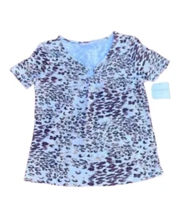 Sag Harbor Stretch Woman’s Petite Small Pullover Brown And White Top NWT - Picture 1 of 10