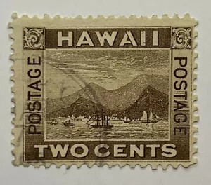 HAWAII 2C STAMP WITH UNKNOWN LOCAL DOUBLE RING CANCEL - Picture 1 of 4