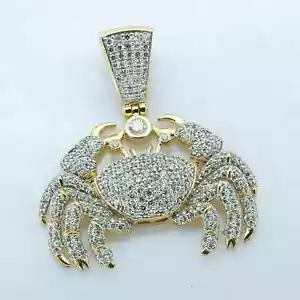 Lab Created Round Diamond Crab Cancer Zodiac Sign Pendant 14K Yellow Gold Plated - Picture 1 of 3