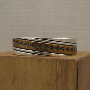 Sterling Silver Brass Overlay Cuff Bracelet by K&M Bill - Picture 1 of 4