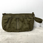Levi's Handbag Olive Green Faux Suede Studded Top Handle Zip Up Small Bag