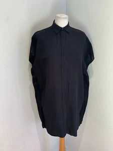 All Saints Thea dress UK 4 6 8 VGC black silk shirt dress boxy oversize short - Picture 1 of 7