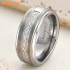 Newshe Tungsten Carbide Mens Wedding Band Mens Promise Ring CZ Mens Jewelry Gift