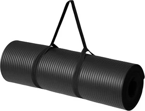 Extra Thick Exercise Yoga Mat with Carrying Strap Black 1/2 Inch - Picture 1 of 6
