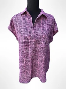 Pleione Women’s Purple Short Sleeve Collar Neck Shirt Blouse Size Small - Picture 1 of 4