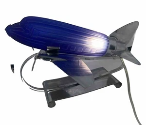RARE Vtg Art Deco Cobalt Blue Airplane Light DC-3 Plane Lamp Sarsaparilla 1977 - Picture 1 of 16