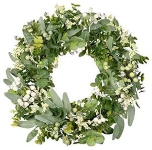 Artificial Spring Summer Greenery Wreaths for Front Door Green Eucalyptus 1 - Picture 1 of 7