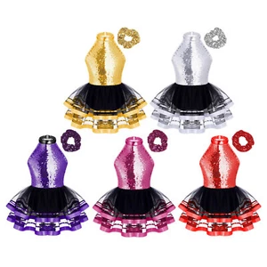 Kids Girls Costume Halter Set Comfortable Outfits Soft Tutu Dress Dance Party - Picture 1 of 64