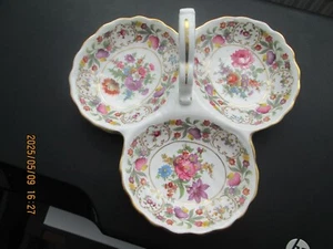 Vintage Hammersley Dresden Sprays Trefoil Handled Serving Dish Hors D'Oeuvres - Picture 1 of 4