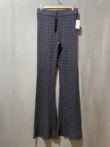 Pantaloni svasati nuovi con etichette House of Harlow donna vita elastica vita alta maglia cavo TG S grigi - Foto 1 di 11
