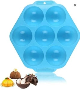 Improved Silicone Molds, 7Holes Round Silicone Baking Mold, Half Ball Sphere... - Picture 1 of 5