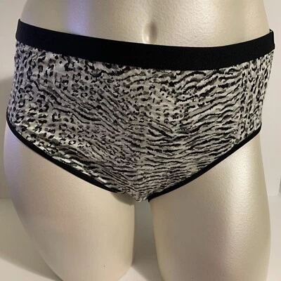 Catherines Hi-Cut Panties Underwear Animal Print Cotton Blend Black Plus 2X - Image 1 of 4