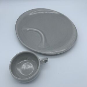 russel wright american modern steubenville Hostess Plate W/ Cup Gray