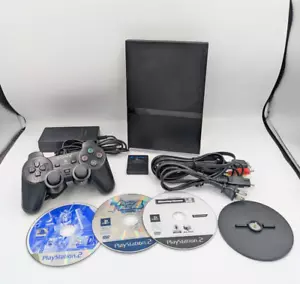PlayStation 2 PS2 Slim Black Console & Stand Mem Card SCPH-70000 Japanese Tested - Bild 1 von 14