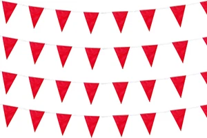 260 Feet Red Pennant Banners Flags DIY String Triangle Bunting Flags Polyester B - Picture 1 of 18