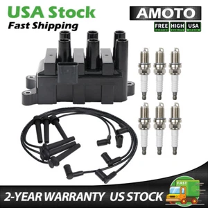 Ignition Coil & plug wire & Spark plug For Ford F-150 Taurus Mazda B3000 Mercury - Picture 1 of 9