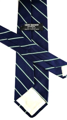 Corbata de seda vintage Brooks Brothers azul verde con marco a rayas Repp Inglaterra Foto 1 de 4