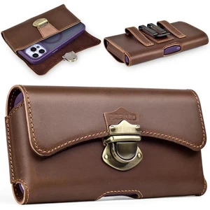 Vintage Genuine Leather Holster Compatible with iPhone 16/15/14/13/12 Pro Max... - Picture 1 of 8