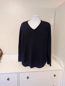 Maglione Brooks Brothers taglia XXL 100% puro cashmere blu maglione scollo a V - Foto 1 di 4