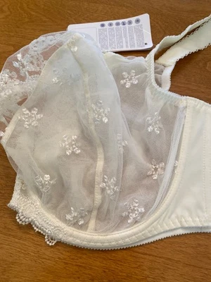 Sujetador Kris Line Marfil Encaje Semi Transparente Bordado Con Aros 46 DD Eu 105 I Foto 1 de 4