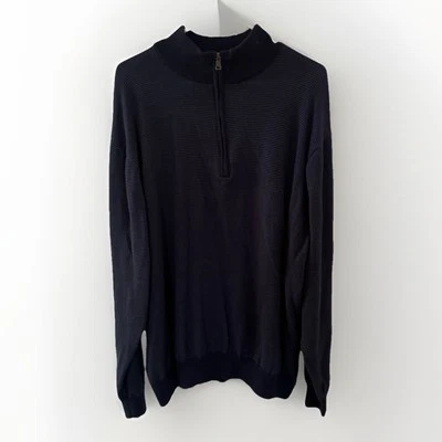 Pullover Cutter & Buck para hombre a rayas 1/4 cremallera 3XB cuello falso mezcla de lana merino Foto 1 de 3