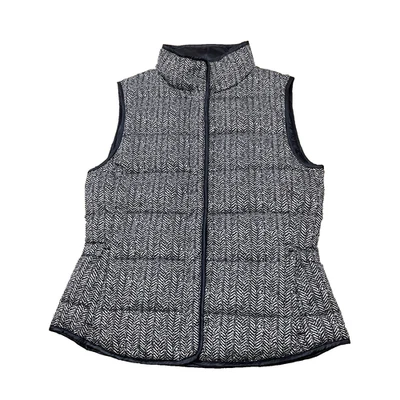 BANANA REPUBLIC Down Print Puffer Vest Women XS Gray Outdoor Warm New $130 - Image 1 of 4