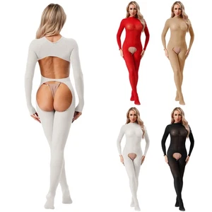 Women Jumpsuit Date Night Nightwear High Elasticty One-piece Babydoll Bodysuit - Picture 1 of 63