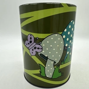 Vintage Lincoln BeautyWare Mushroom Butterfly Canister Tin Only - Picture 1 of 8