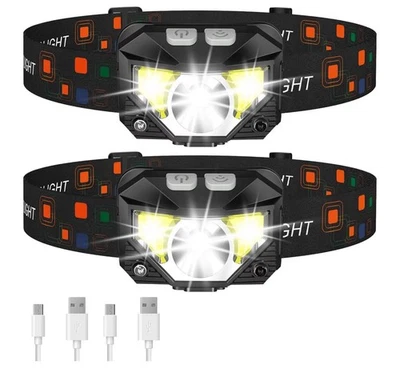 LHKNL Headlamp Flashlight, Lumen Ultra-Light Bright LED Rechargeable 2-Pack - Image 1 of 4