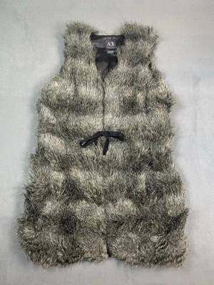 Armani Exchange Women’s S/P Faux Fur Sweater Vest Full Zip Gray EUC  - Image 1 of 4