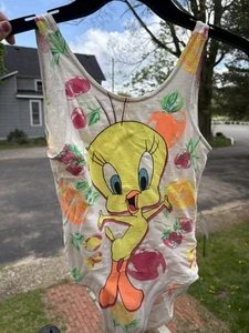Girls Looney Tunes Tweety Bird Swimsuit 1997 Vintage One Piece Size 10/12 NWT - Picture 1 of 3