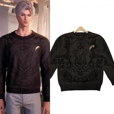 Love And Deepspace Sylus Cuello Redondo Negro Suéter Broche Informal Juegos con disfraces Foto 1 de 4