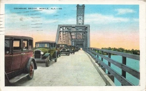 Postcard Cochrane Bridge Mobile Alabama AL Antique Cars WB 1934 - Picture 1 of 2