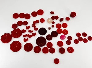 52 Vintage Antique Red Bakelite & Plastic Buttons - Picture 1 of 6