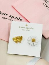 kate spade white flower and golden bee earrings