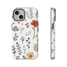 Minimal Boho Floral Print Tough Dual Layer Shockproof Phone Case for iPhone