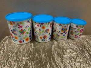 Tupperware Hermoso Colorido Nuevo Juego de 4 Botes Tema Colibrí y Fénix - Imagen 1 de 15
