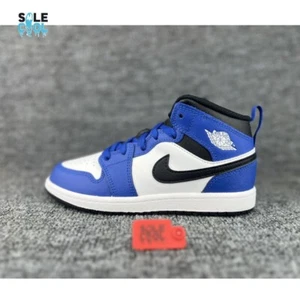 Nike Air Jordan 1 Mid PS PRESCHOOL Game Royal/White/Black Shoes DQ8424-402 - Picture 1 of 5