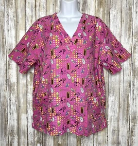 Womens Pink Unbranded Top Scrub Size Large - Picture 1 of 8