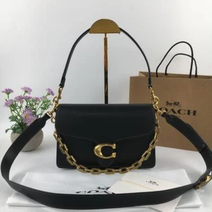 COACH Chain Tabby Crossbody Shoulder Bag CAF52 Black Outlet NEW - Picture 1 of 8