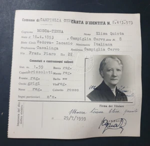 Scheda Carta D'Identità Documento Comune Campiglia Cervo BIELLA 1959 (VR226) - Picture 1 of 2