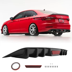 Glossy Black Car Rear Bumper Diffuser Fins Spoiler Lip For VW Jetta GLI MK6 MK7 - Picture 1 of 16
