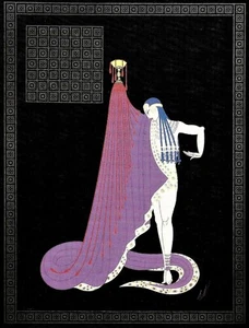 Erte - Egyptian Slave Blue BRAIDS Necklace Ankle Bracelet Vintage MATTED Print - Picture 1 of 7